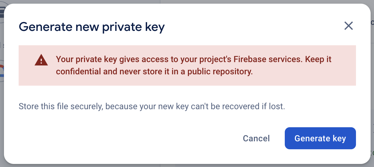 Firebase Generate new Private Key